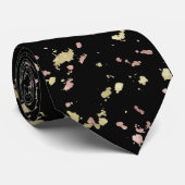 Matte Gold und Rose Gold Flakes Black Krawatte (Gerollt)