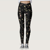 Matte Gold und Rose Gold Flakes Black Leggings (Vorderseite)