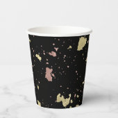 Matte Gold und Rose Gold Flakes Black Pappbecher (Rückseite)