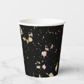 Matte Gold und Rose Gold Flakes Black Pappbecher (Vorderseite)