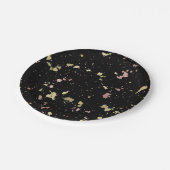 Matte Gold und Rose Gold Flakes Black Pappteller (Schrägansicht)