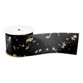 Matte Gold und Rose Gold Flakes Black Satinband