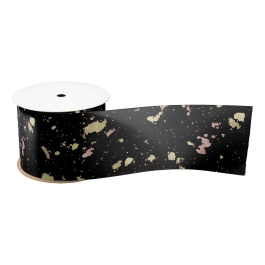 Matte Gold und Rose Gold Flakes Black Satinband (Spule)