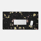 Matte Gold und Rose Gold Flakes Black Schreibtischunterlage (Tastatur & Maus)