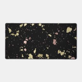 Matte Gold und Rose Gold Flakes Black Schreibtischunterlage