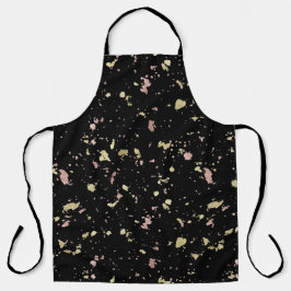 Matte Gold und Rose Gold Flakes Black Schürze
