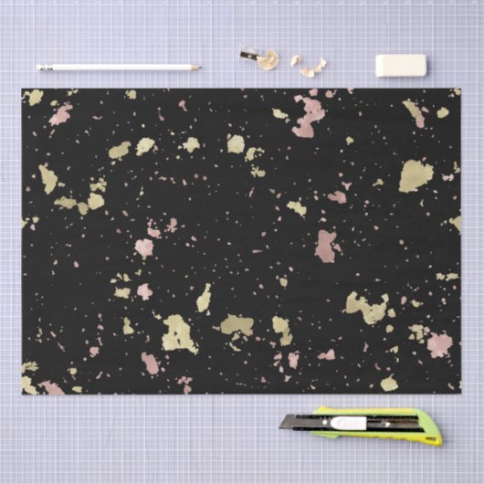 Matte Gold und Rose Gold Flakes Black Seidenpapier (Handwerk)