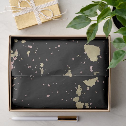 Matte Gold und Rose Gold Flakes Black Seidenpapier (Geschenk)