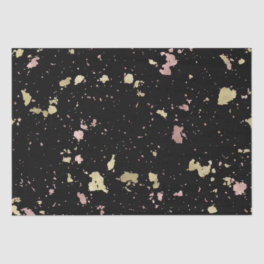 Matte Gold und Rose Gold Flakes Black Seidenpapier (Vorderseite)