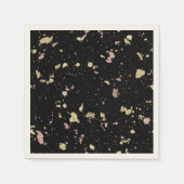 Matte Gold und Rose Gold Flakes Black Serviette (Vorderseite)