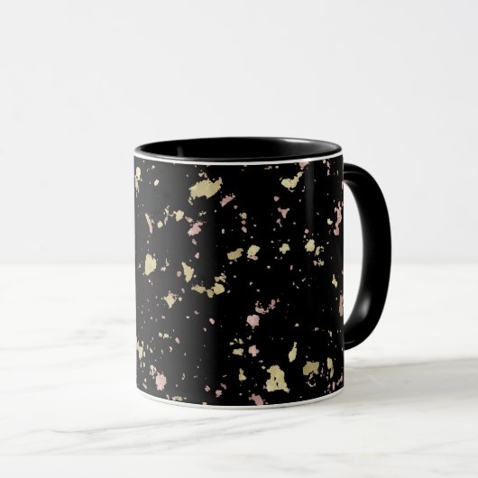 Matte Gold und Rose Gold Flakes Black Tasse (VorderseiteRechts)