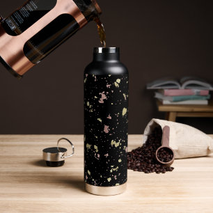 Matte Gold und Rose Gold Flakes Black Trinkflasche