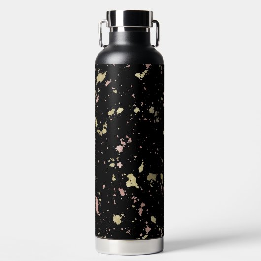 Matte Gold und Rose Gold Flakes Black Trinkflasche (Vorderseite)