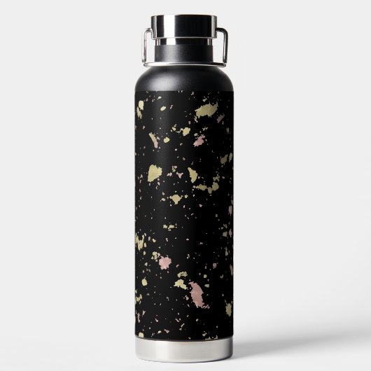 Matte Gold und Rose Gold Flakes Black Trinkflasche (Rückseite)