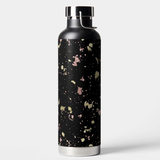 Matte Gold und Rose Gold Flakes Black Trinkflasche (links)
