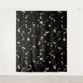Matte Gold und Rose Gold Flakes Black Wandteppich (Vorderseite)