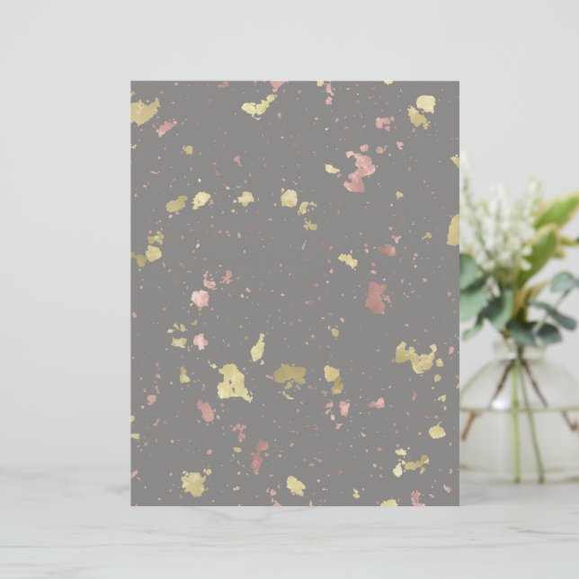 Matte Gold und Rose Gold Flakes Dunkelgrau (Stehend Vorderseite)