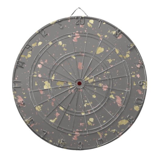 Matte Gold und Rose Gold Flakes Dunkelgrau Dartscheibe (vorne)