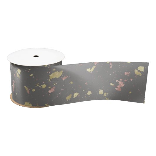 Matte Gold und Rose Gold Flakes Dunkelgrau Satinband (Spule)