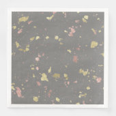 Matte Gold und Rose Gold Flakes Dunkelgrau Serviette (Vorderseite)