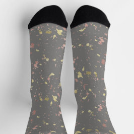 Matte Gold und Rose Gold Flakes Dunkelgrau Socken