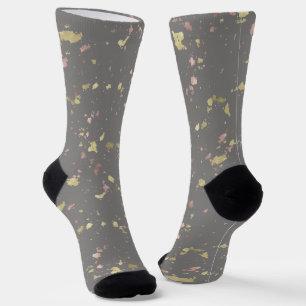 Matte Gold und Rose Gold Flakes Dunkelgrau Socken