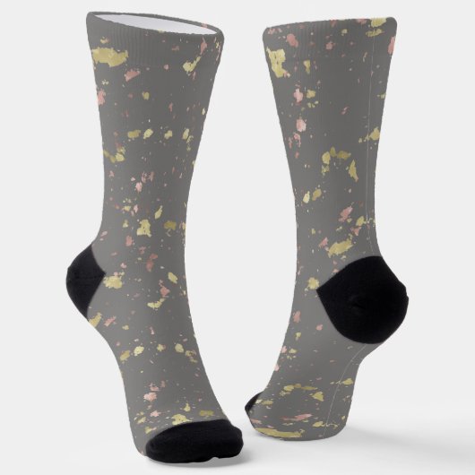 Matte Gold und Rose Gold Flakes Dunkelgrau Socken (Gewinkelt)