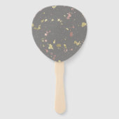 Matte Gold und Rose Gold Flakes Warmes Dunkles Gra Fächer (Rückseite)