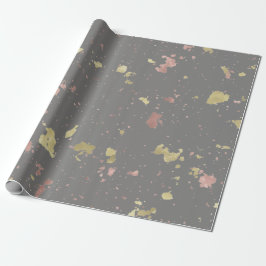 Matte Gold und Rose Gold Flakes Warmes Dunkles Gra Geschenkpapier