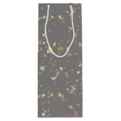 Matte Gold und Rose Gold Flakes Warmes Dunkles Gra Geschenktüte Für Weinflaschen (Rückseite)