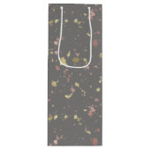 Matte Gold und Rose Gold Flakes Warmes Dunkles Gra Geschenktüte Für Weinflaschen (Vorderseite)