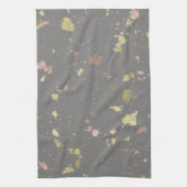 Matte Gold und Rose Gold Flakes Warmes Dunkles Gra Geschirrtuch (Vertikal)