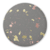 Matte Gold und Rose Gold Flakes Warmes Dunkles Gra Keramikknauf (Vorderseite)