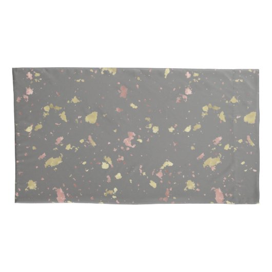 Matte Gold und Rose Gold Flakes Warmes Dunkles Gra Kissenbezug (Rückseite-Rechts)