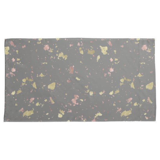 Matte Gold und Rose Gold Flakes Warmes Dunkles Gra Kissenbezug (Vorderseite-Rechts)