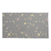 Matte Gold und Rose Gold Flakes Warmes Dunkles Gra Kissenbezug (Rückseite-Links)