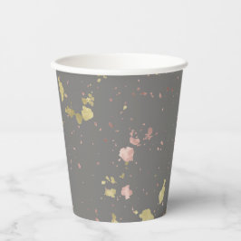 Matte Gold und Rose Gold Flakes Warmes Dunkles Gra Pappbecher