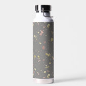 Matte Gold und Rose Gold Flakes Warmes Dunkles Gra Trinkflasche (Links)