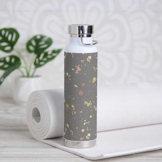 Matte Gold und Rose Gold Flakes Warmes Dunkles Gra Trinkflasche (Yoga)