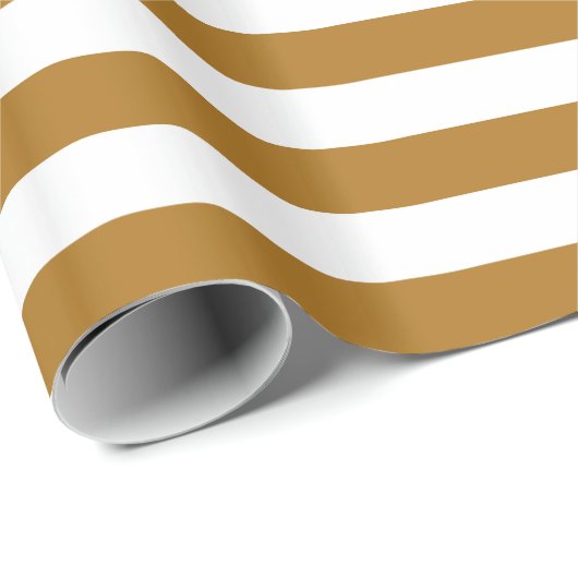 Matte Gold und Weiß Streifen Geschenkpapier (Rolleneckpunkt)