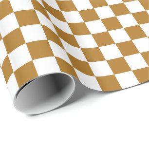 Matte Gold und White Checkered Geschenkpapier
