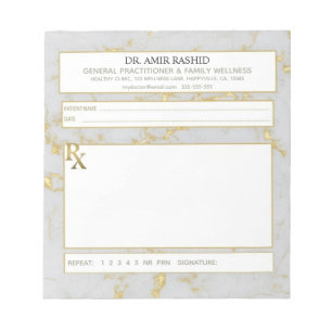 Matte Gold Weiße Graue Marmor Arzt Rezept Notizblock
