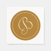 Matte Gold/White Dot Monogramm Serviette (Vorderseite)