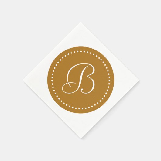 Matte Gold/White Dot Monogramm Serviette (Ecke)