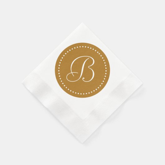 Matte Gold/White Dot Monogramm Serviette (Ecke)