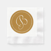 Matte Gold/White Dot Monogramm Serviette (Vorderseite)