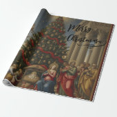 Matte Nativity Santa Christmas Wrapping Paper Geschenkpapier (Ungerollt)