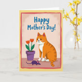 Matte Orange Katze Fröhliche Karte (Gelbe Blume)