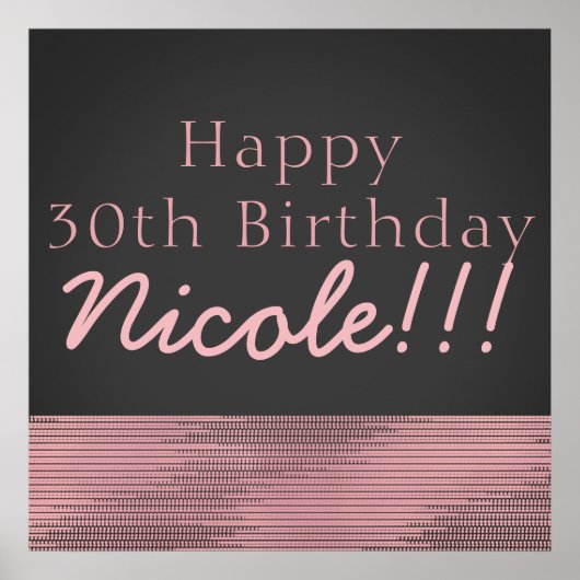 Matte Pink & Gray Modern Glam Sequin Party Banner Poster (Vorne)