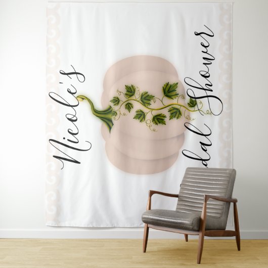 Matte Pink Pumpkin Fall Brautparty Hintergrund Wandteppich (Beispiel)